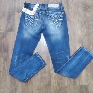 Rock Revival Women's 26 Skinny Jasmine Embellished Faux Leather Distressed NWT